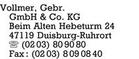 Vollmer GmbH & Co. KG, Gebr.