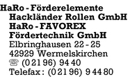 HaRo-Frderelemente, Hacklnder Rollen GmbH