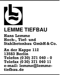 Lemme Tiefbau Hans Lemme Hoch-, Tief- und Stahlbetonbau GmbH & Co.