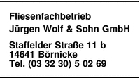 Fliesenfachbetrieb Jrgen Wolf & Sohn GmbH