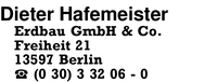 Hafemeister, Dieter, Erdbau GmbH & Co.