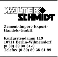 Schmidt, Walter, Zement-Import-Export-Handels-GmbH