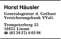 Husler, Generalagentur der Gothaer Versicherungsbank VVaG Horst