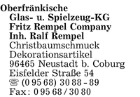 Oberfrnkische Glas- und Spielzeug KG Fritz Rempel & Company, Inh. Ralf Rempel