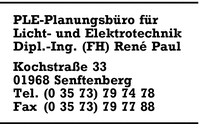 PLE Planungsbro fr Licht- und Elektrotechnik Dipl.-Ing. (FH) Ren Paul