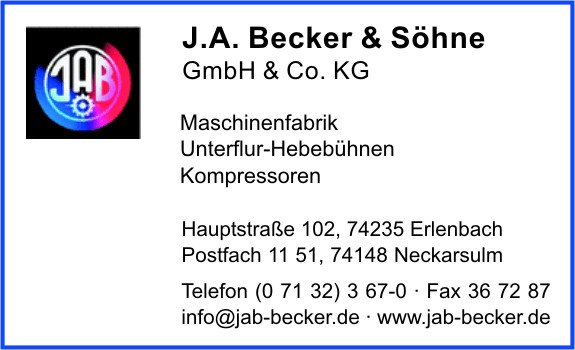 Becker & Shne GmbH & Co. KG Maschinenfabrik, J. A.