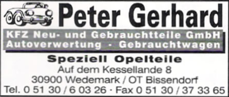 KFZ Neu- und Gebrauchtteile GmbH, Peter Gerhard