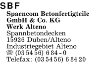 SBF Spaencom Betonfertigteile GmbH & Co. KG, Werk Alteno