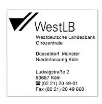 WestLB Westdeutsche Landesbank Girozentrale Dsseldorf Mnster, Niederlassung Kln