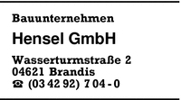Bauunternehmen Hensel GmbH